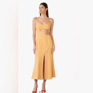 NWT ATOIR Laura Midi Dress with Cutouts in Mango Color. Size 8